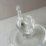 Ancien baguier en cristal, décor couple de cygnes, de Lalique