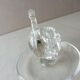 Old crystal ring, decoration couple of swans, from Lalique