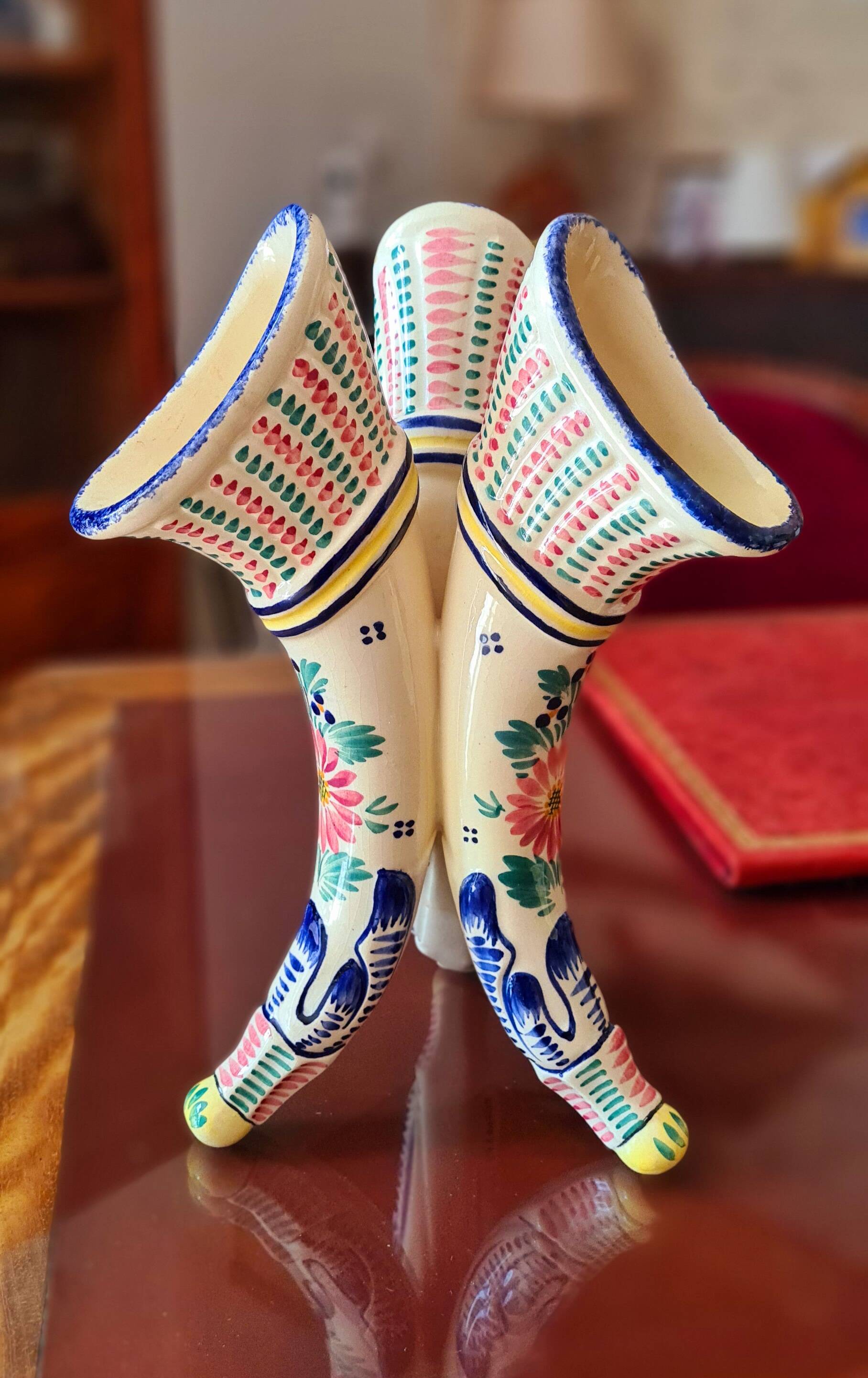 HB flowerpot in Quimper earthenware