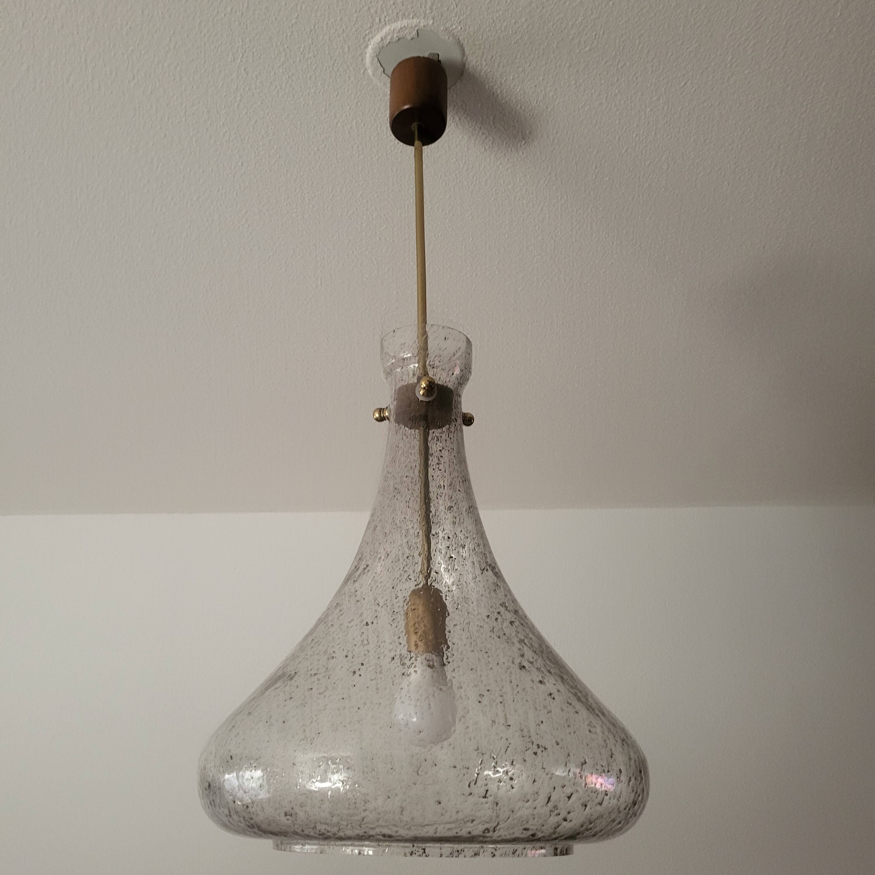 Designer drop pendant in blown and bubbled glass, Capital Lighting