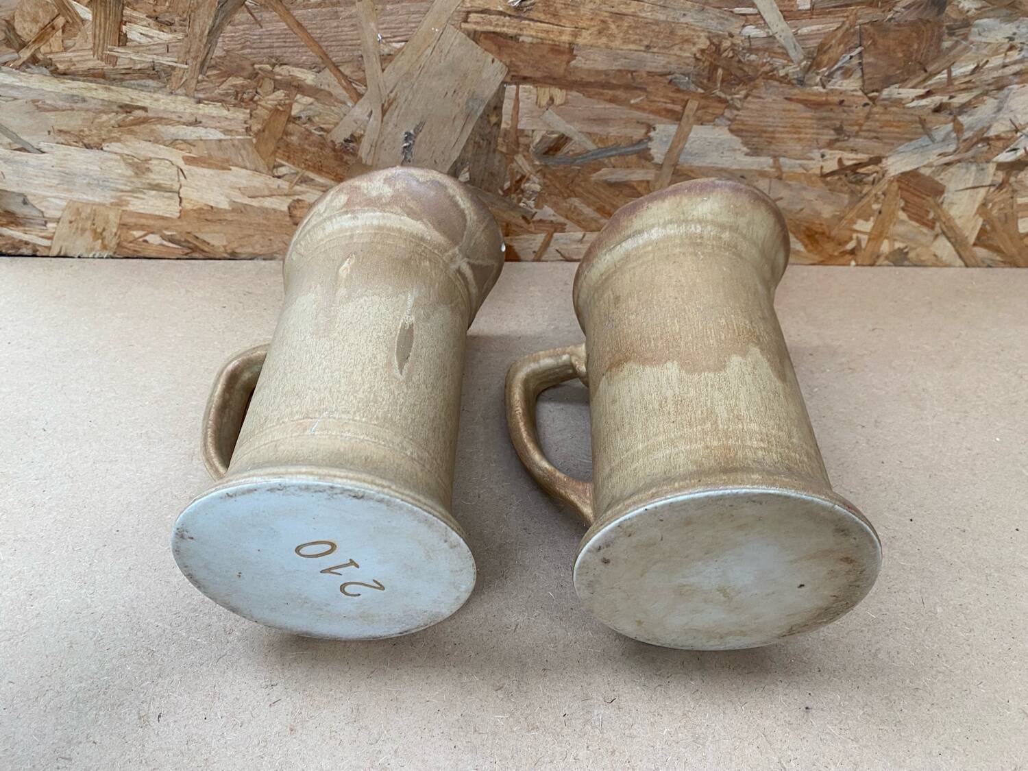 Antique pitcher old stoneware beige vintage