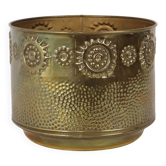Large Brass Jardinière / Firewood Bin with Repoussé Work