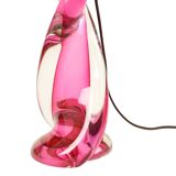 Lampe de table en cristal rose Val Saint Lambert Swirl Sixties
