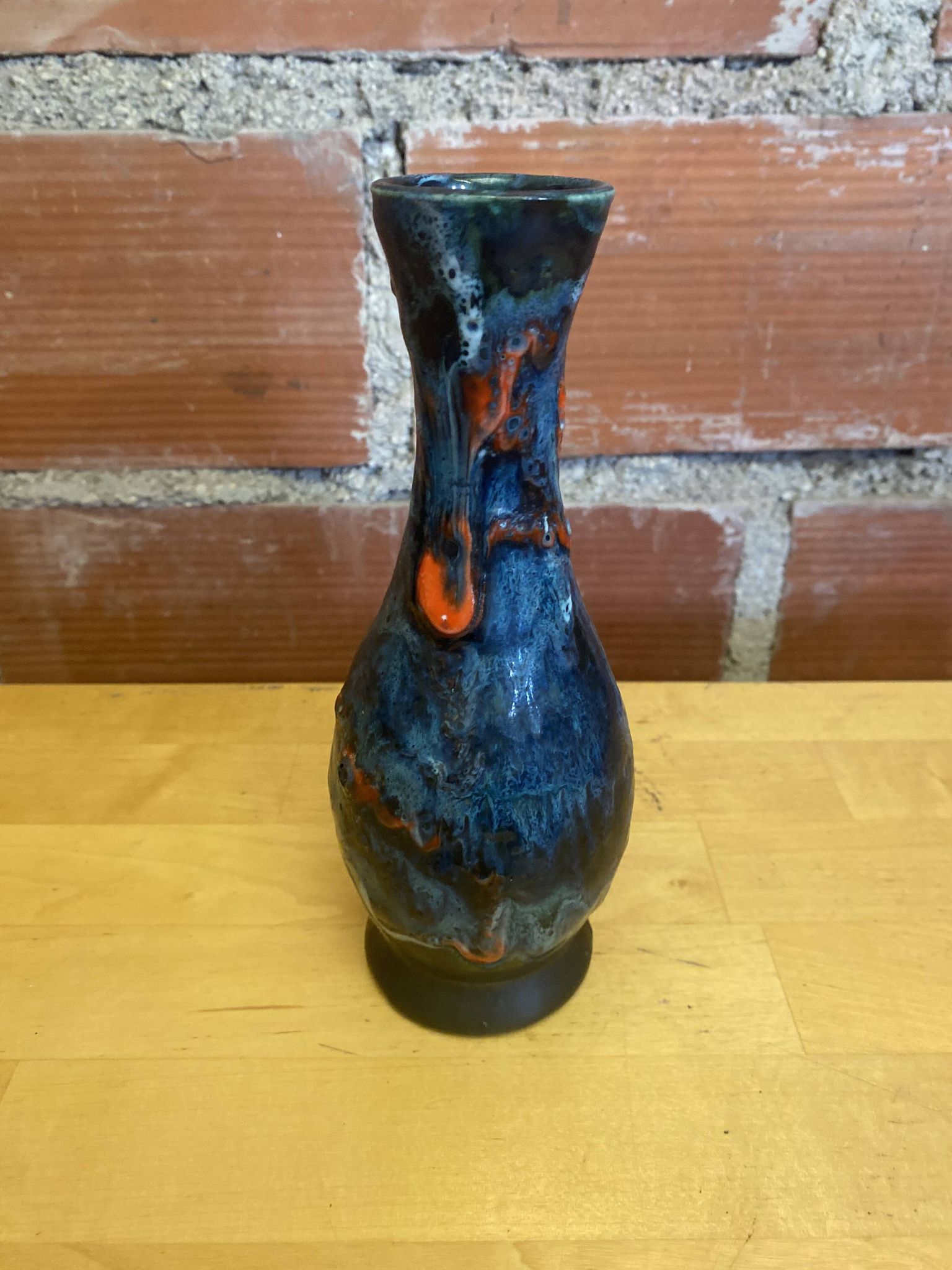 Vintage polychrome ceramic soliflore vase in the old style vallauris