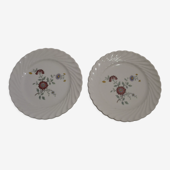 Set of 2dessert plates Luneville décor Indian flowers