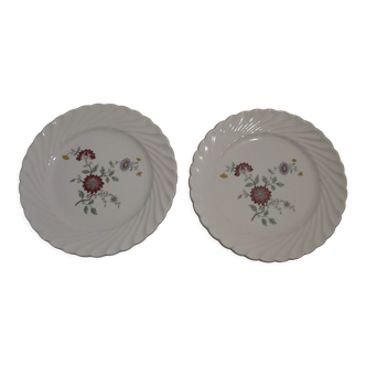 Set of 2dessert plates Luneville décor Indian flowers