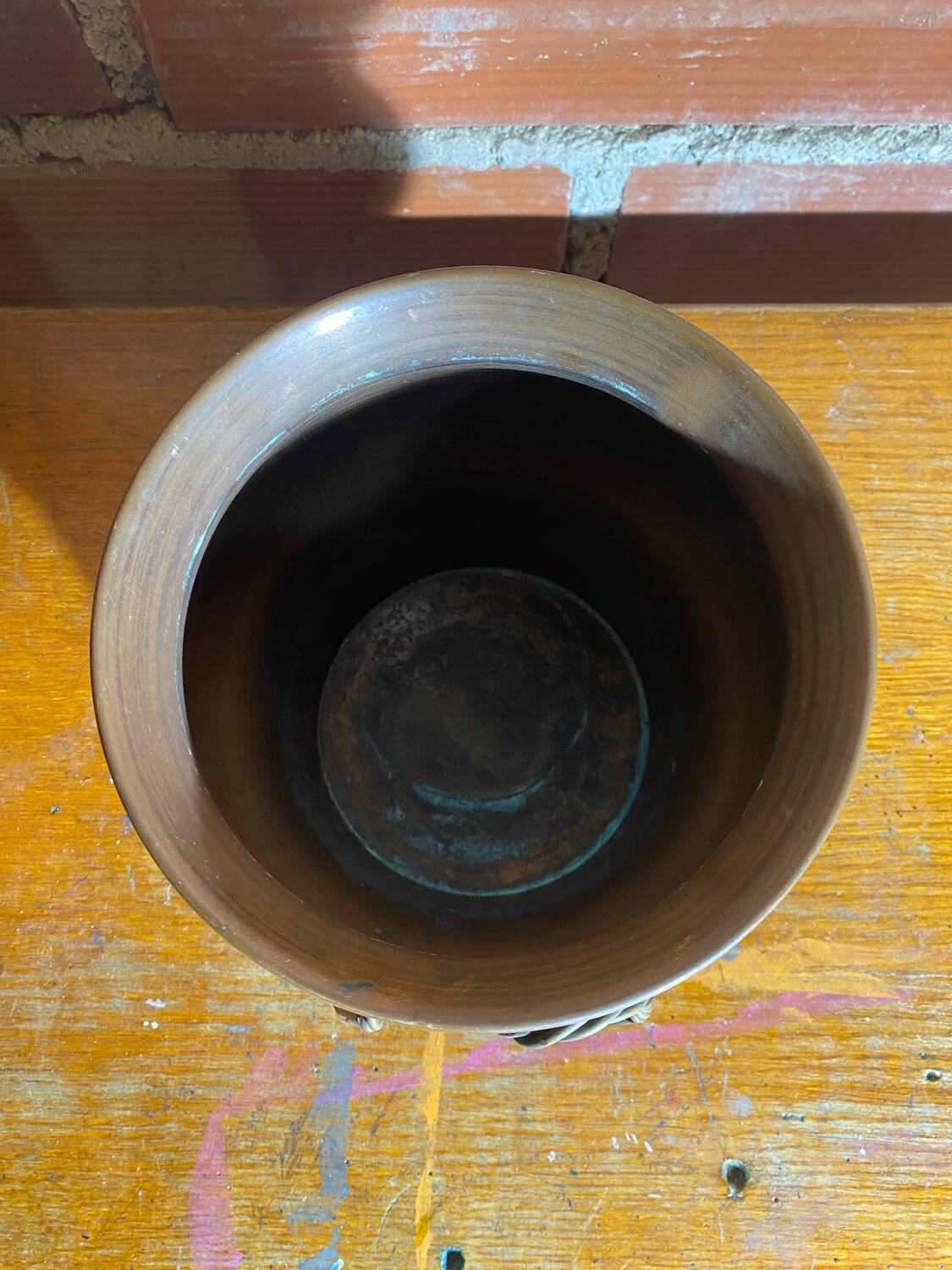 Antique Jean Paul THEVENOT Copper & Brass Planter Made in France Vintage