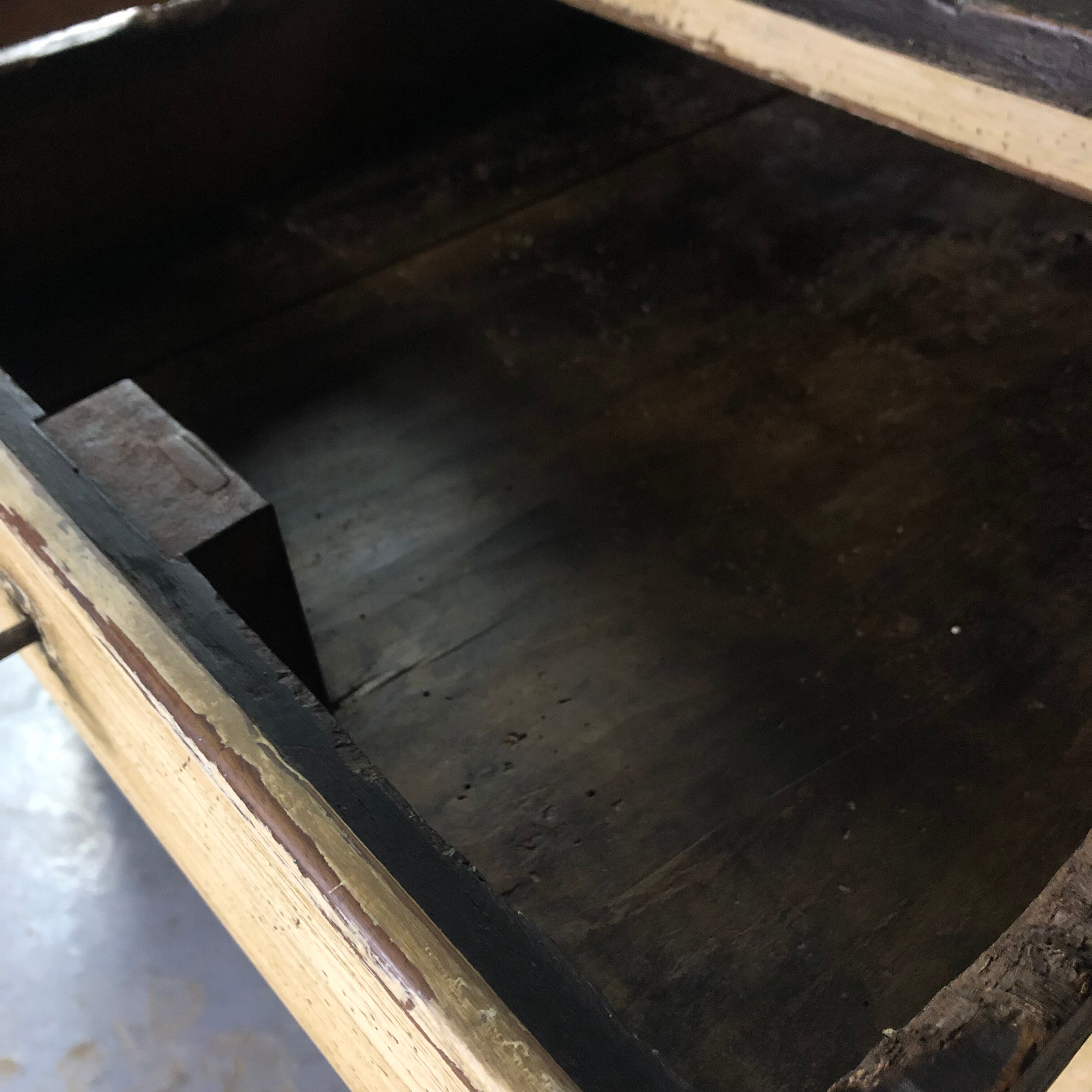 Old patinated painted wooden sideboard