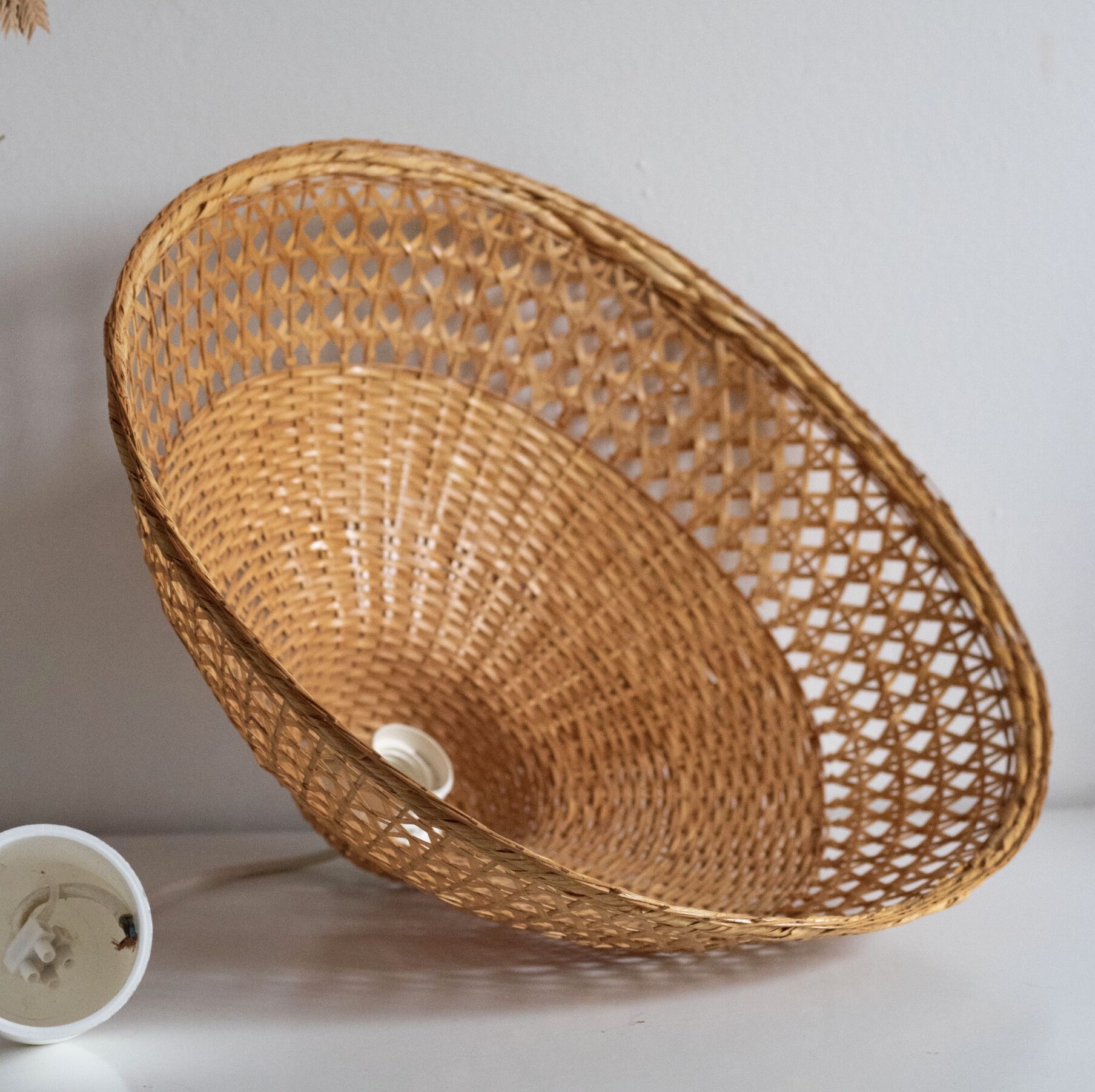 Vintage rattan wicker pendant lamp