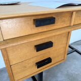 Modernist 50s oak metal desk
