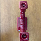 Double candle holder in red ceramic