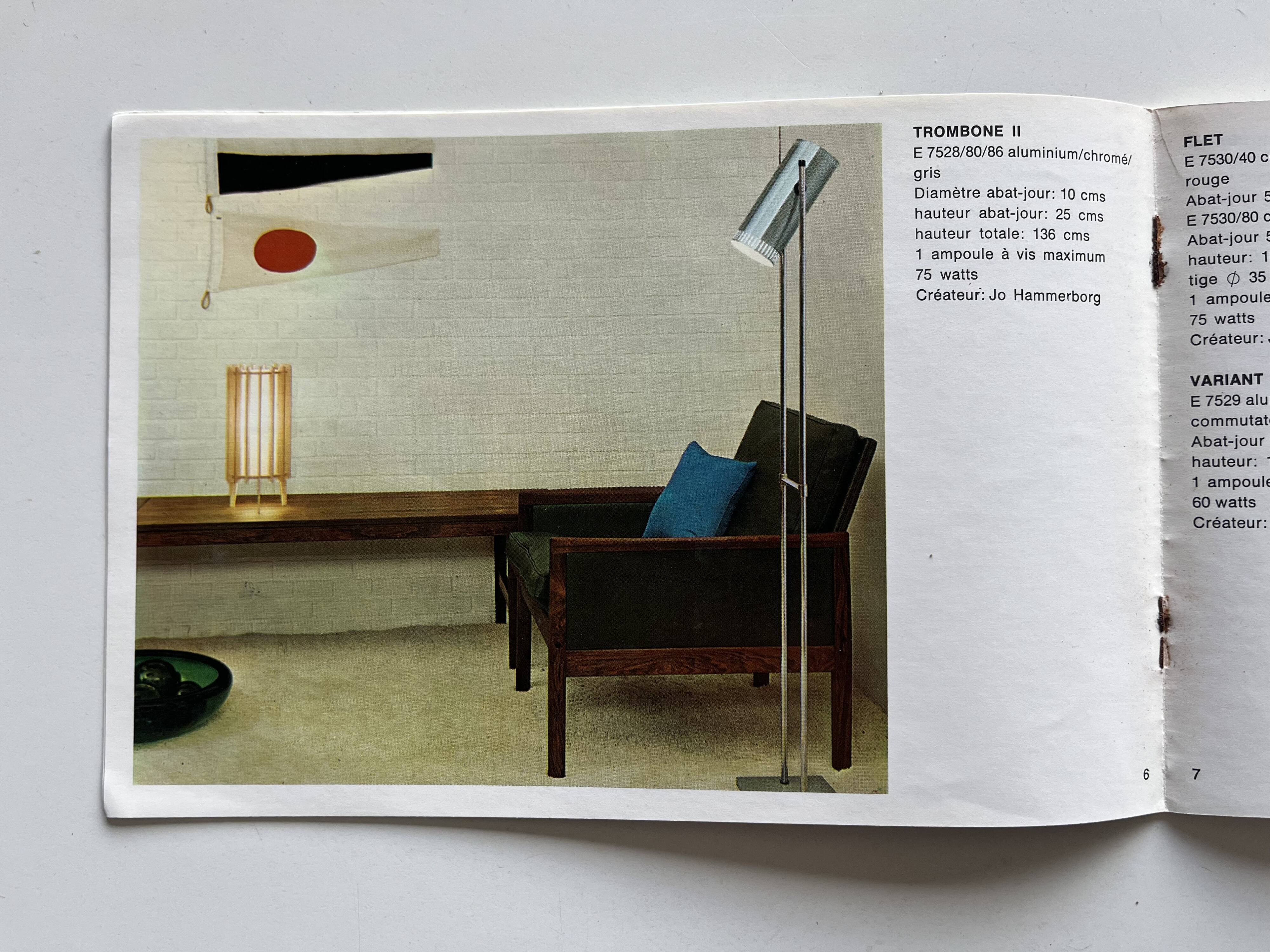Fog & Mørup / Jo Hammerborg "Trombone II" floor lamp / 1960s / 1970s / Mid Century Danish Modern Design
