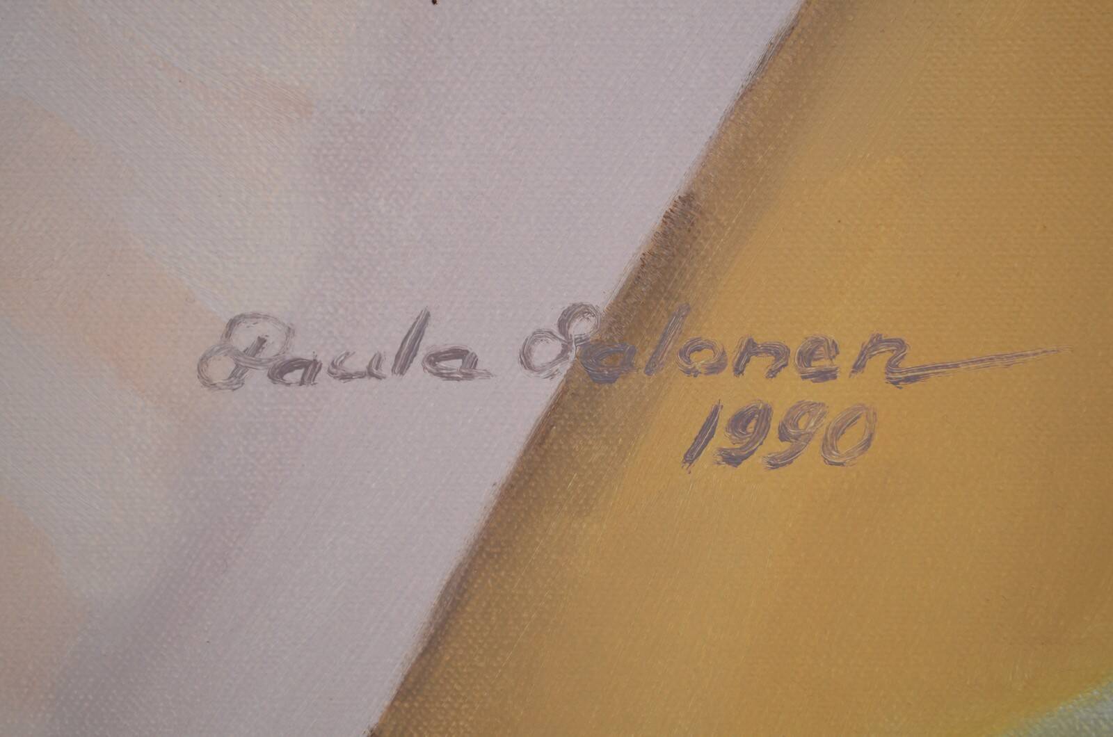 Huile sur toile, nature morte aux coraux, Paula Salonen, 1990