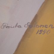 Huile sur toile, nature morte aux coraux, Paula Salonen, 1990