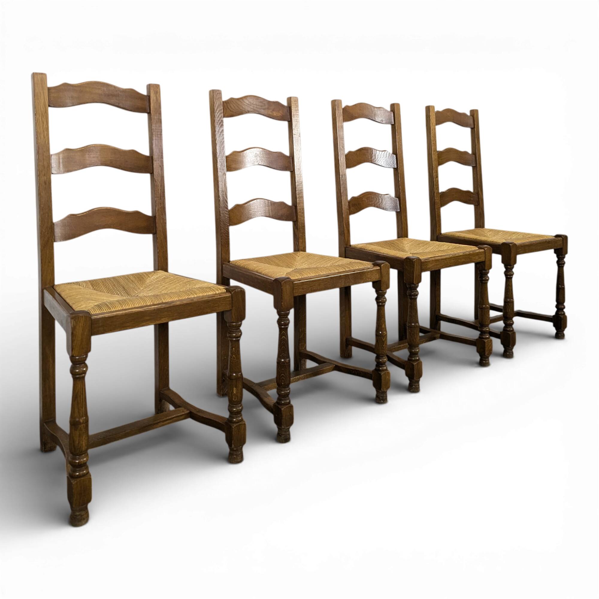 Set of 4 rush-seated chairs