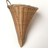 Wicker basket in cornucopia shape