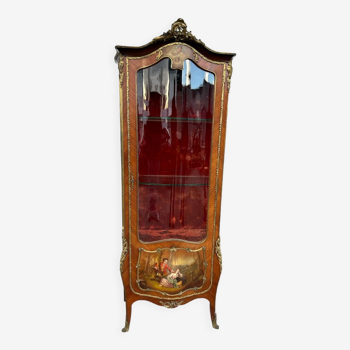 Vitrine bombée de style louis XV époque Napoléon lll - vernis martin - 19ème