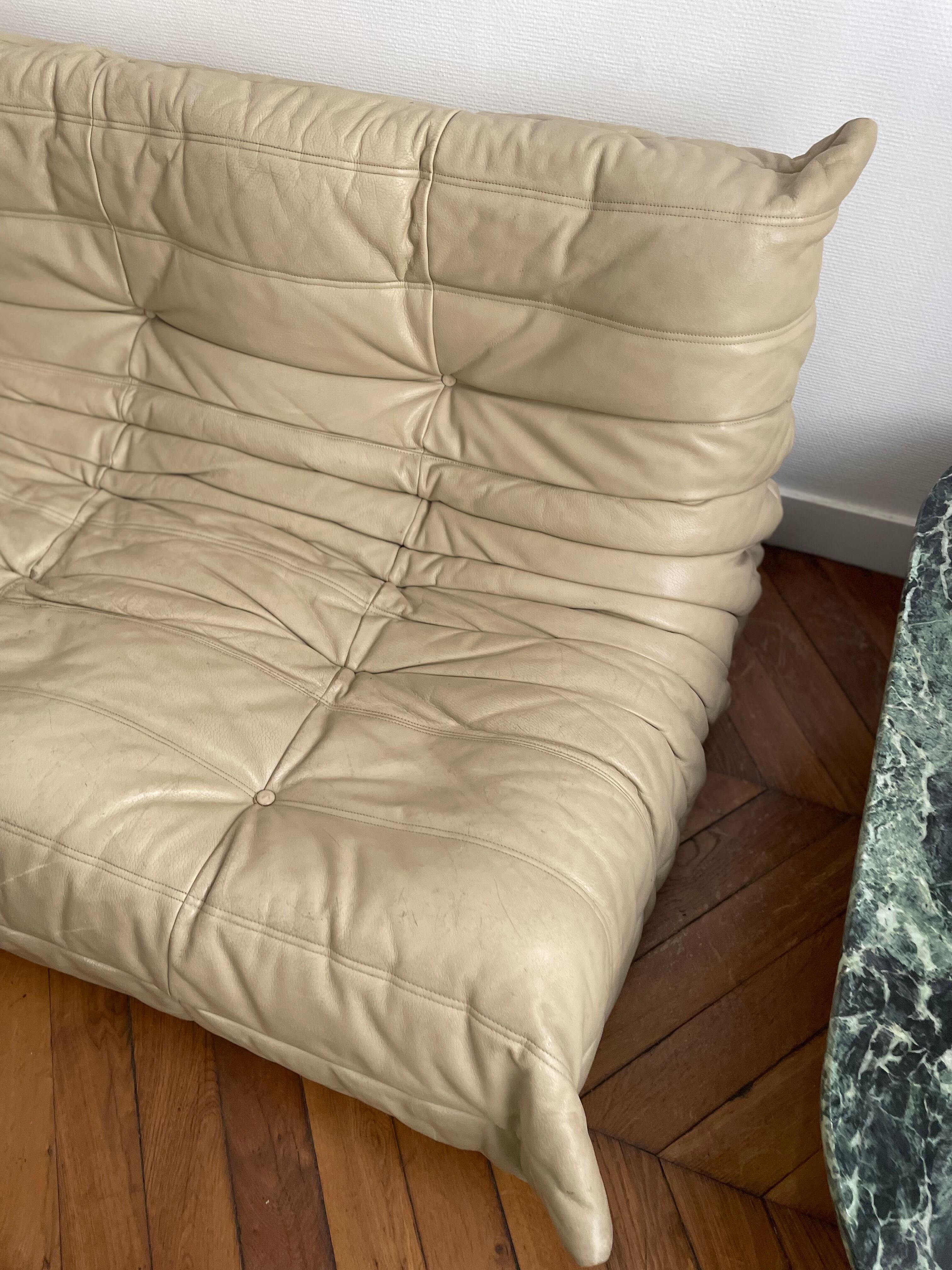 Sofa bench 3 places Togo by Michel Ducaroy edition Ligne Roset vintage