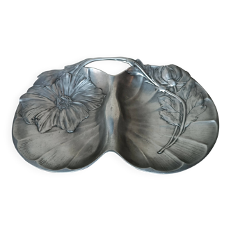 Achille Gamba (1881-1944) Large Art Nouveau ashtray in pewter