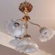 Chandelier in gilded bronze late 19th century around 1900 holophane glassware
