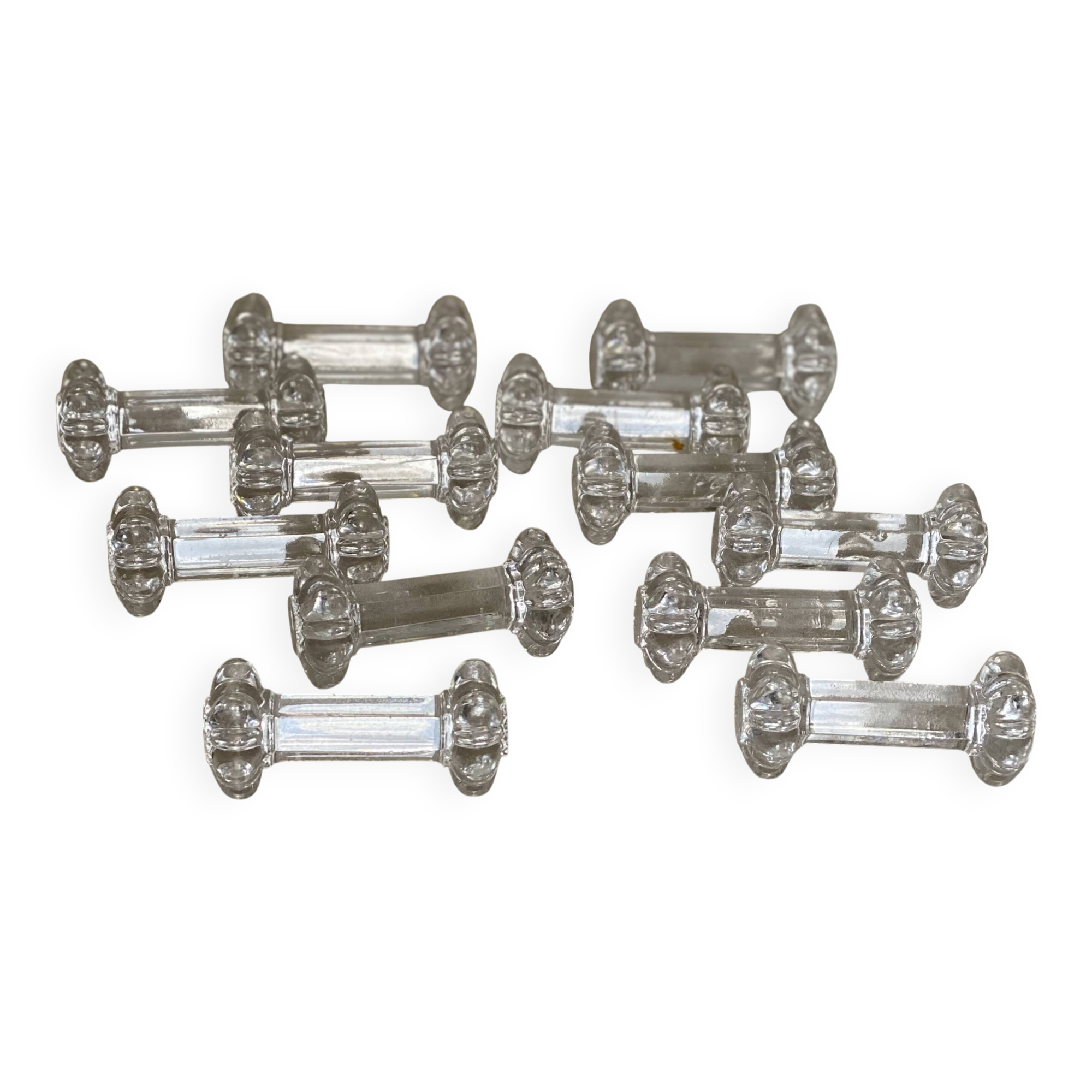 Service de 10 porte-couteaux cristal moulé XIXé s. fleur