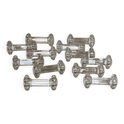 Service de 10 porte-couteaux cristal moulé XIXé s. fleur