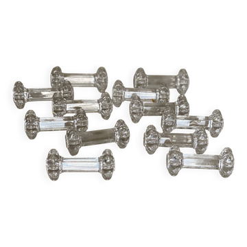 Service de 10 porte-couteaux cristal moulé XIXé s. fleur