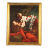 Ancient painting of Saint Jerome, oil on canvas, Italy 17th century.