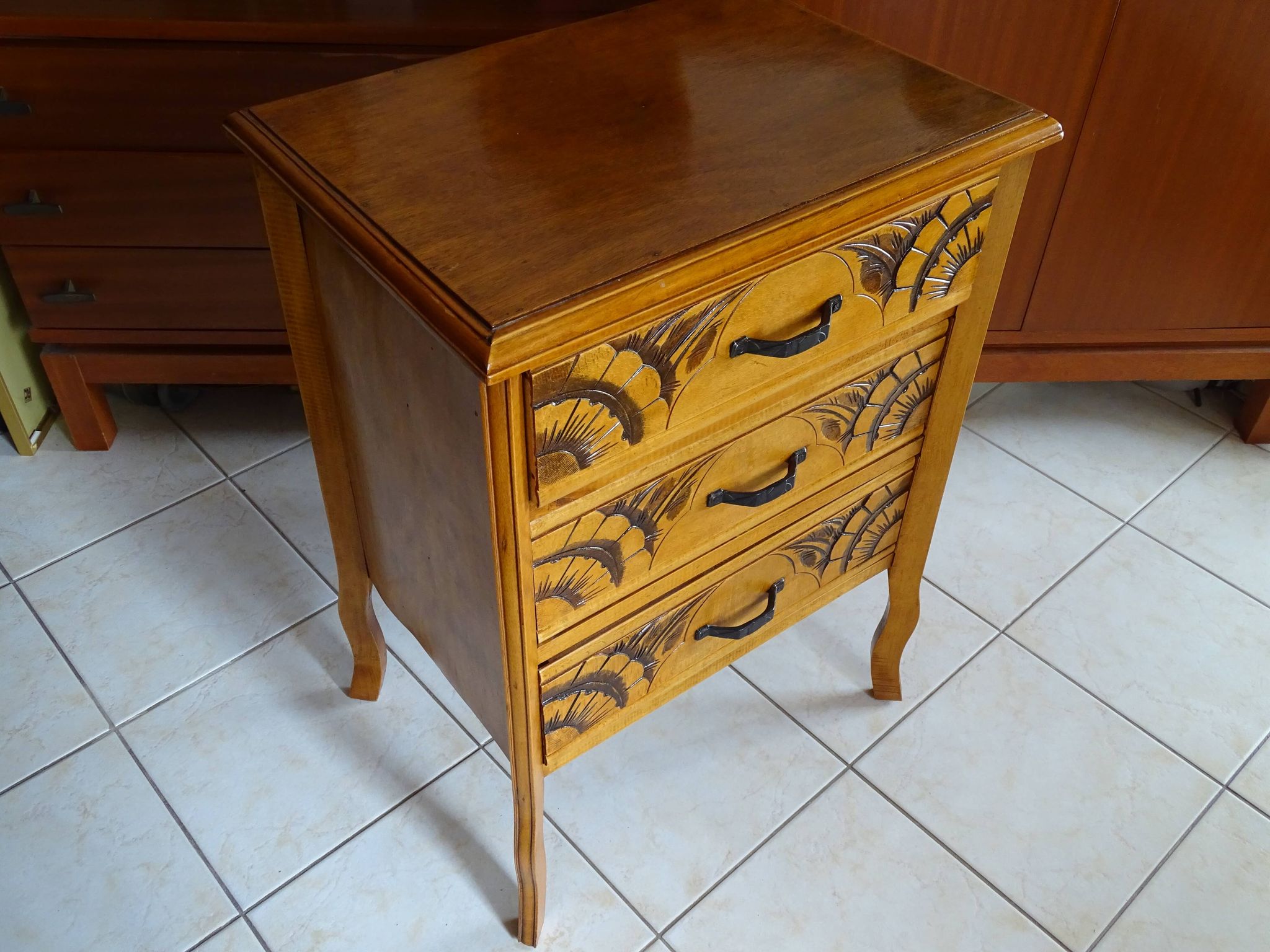 Chest of drawers 3 drawers art deco style in wood