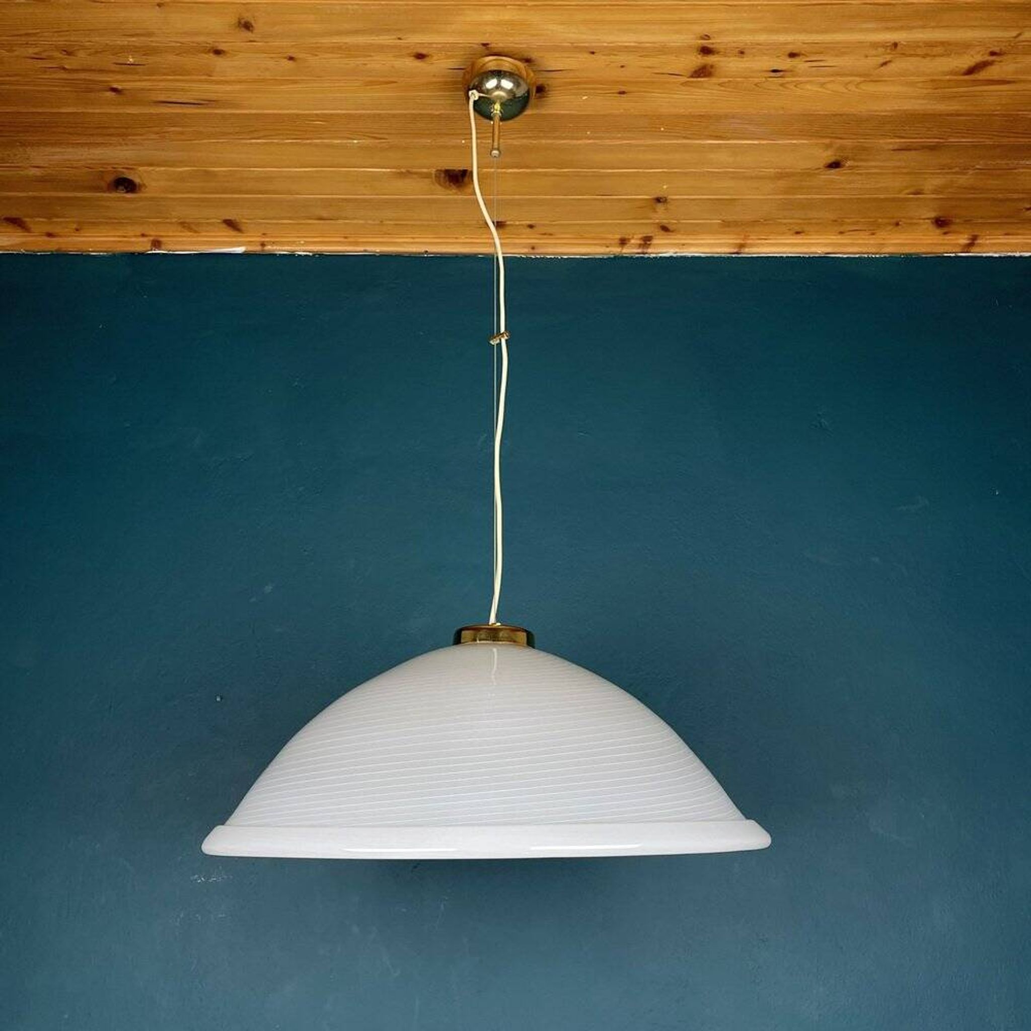 Large swirling Italian Murano glass pendant lamp, 1980s.