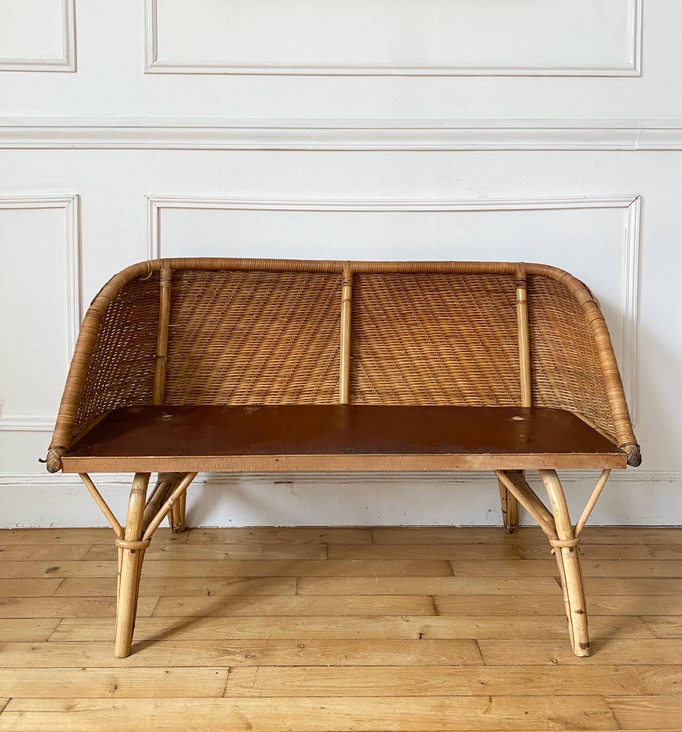 Banc en rotin enfant vintage