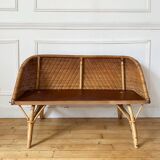 Banc en rotin enfant vintage