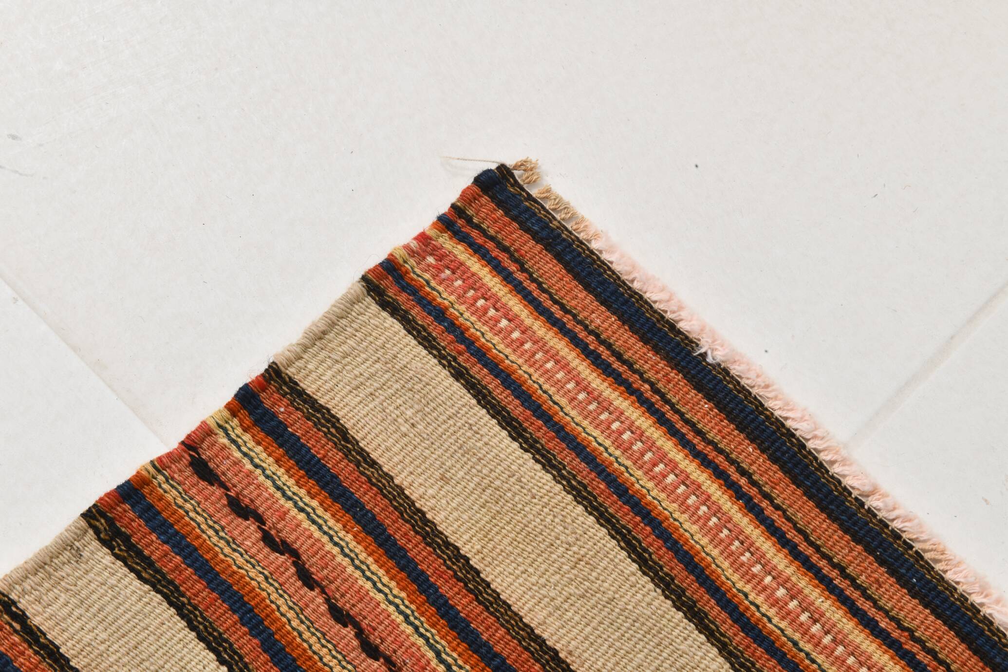 Red & Beige Striped Accent Vintage Kilim Rug, 64x104Cm