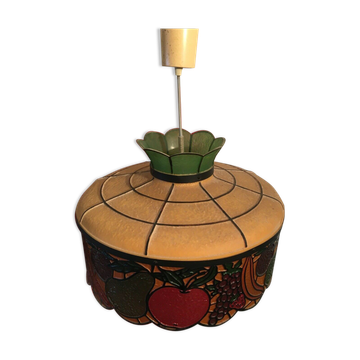 Suspension luminaire vintage en composite décor fruit