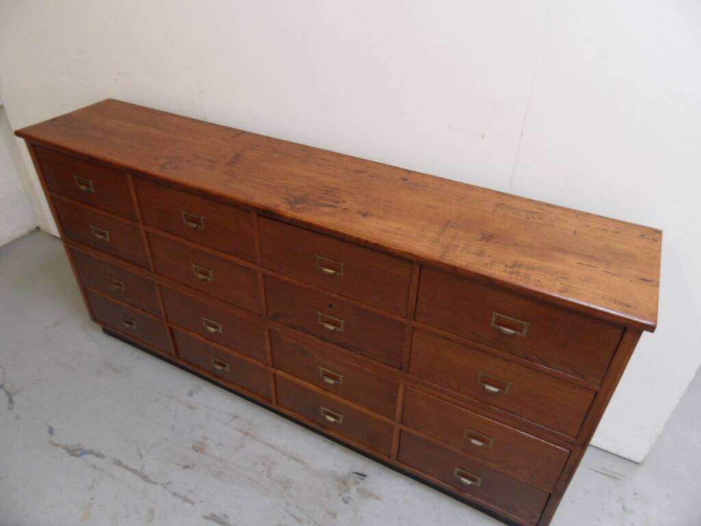 Vintage oak  shop filing cabinet with drawers