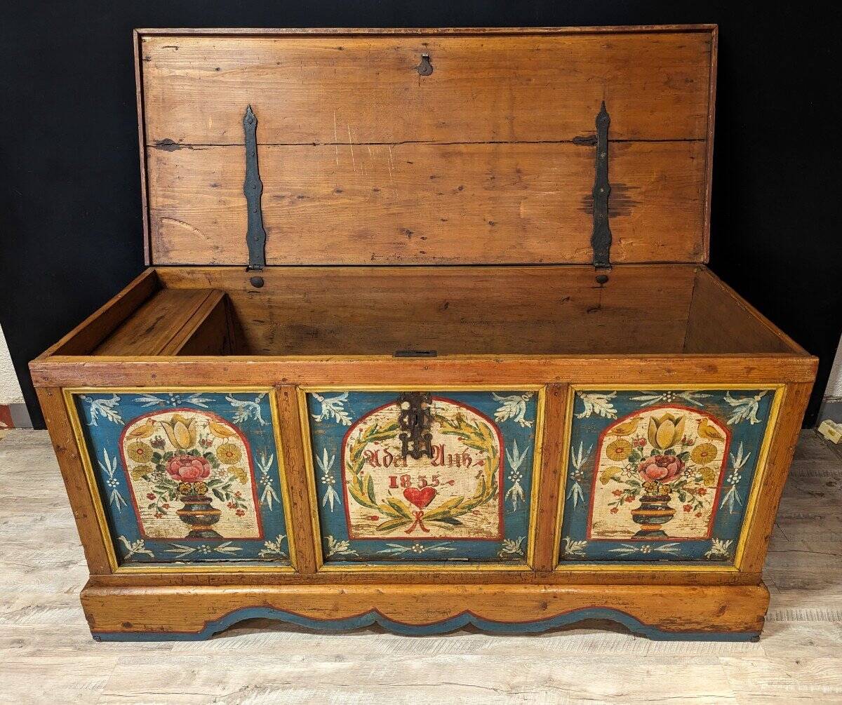 Tyrolean Wedding Chest Painted and Dated 1855