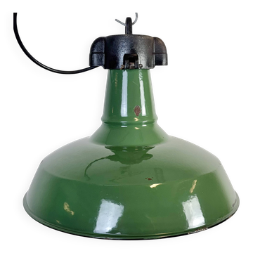 Industrial Green Enamel Factory Pendant Lamp, 1960s