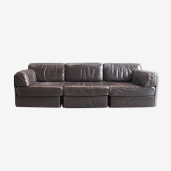 Sofa en cuir brun 3 modules