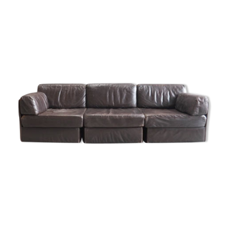 Sofa en cuir brun 3 modules
