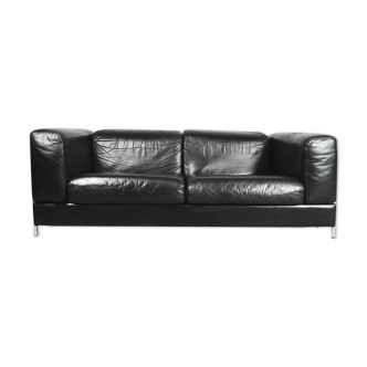 Bauhaus Minimalist Leather Tubular Sofa by Pethrus Lindlöf for Lindlöfs Möller, 1970s