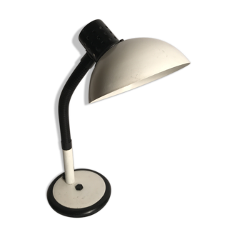 Lampe de table bureau Aluminor métal blanc bras flexible noir années 80 vintage
