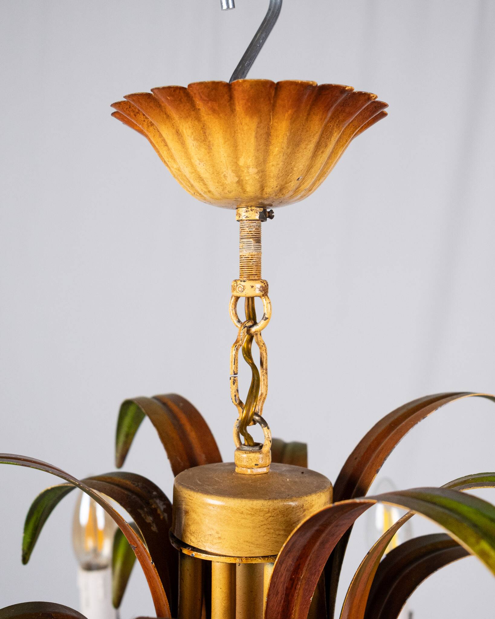Italian metal chandelier in bamboo imitation, 1960s
