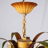 Italian metal chandelier in bamboo imitation, 1960s