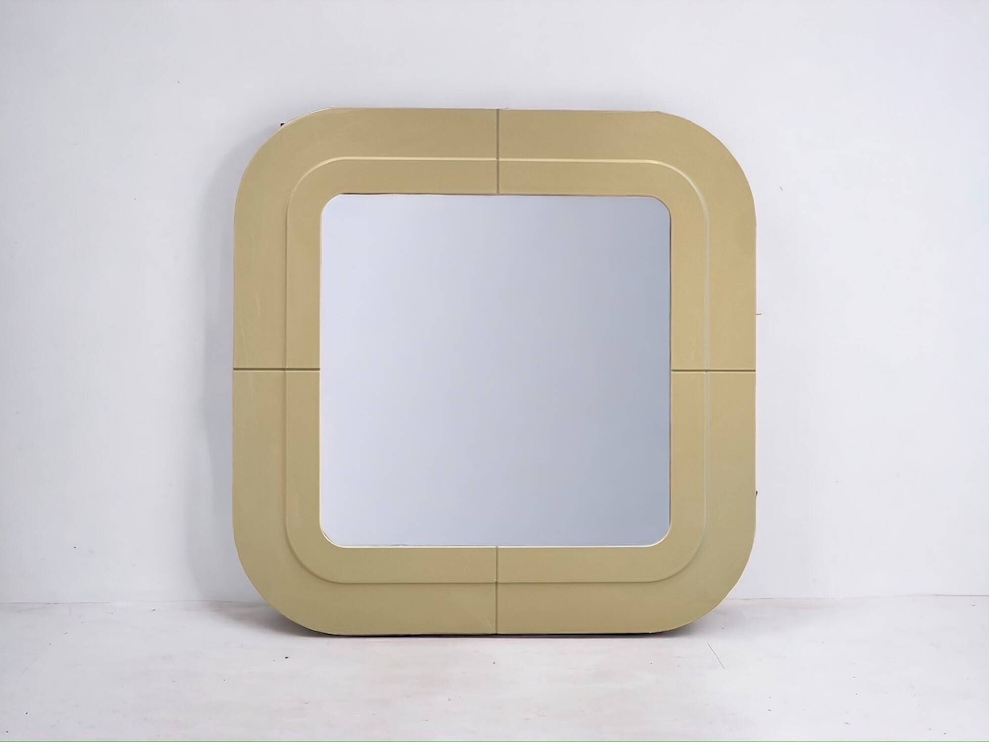 Beige Plastic Mirror by Kartell, Anna Castelli design, Italy 1960s