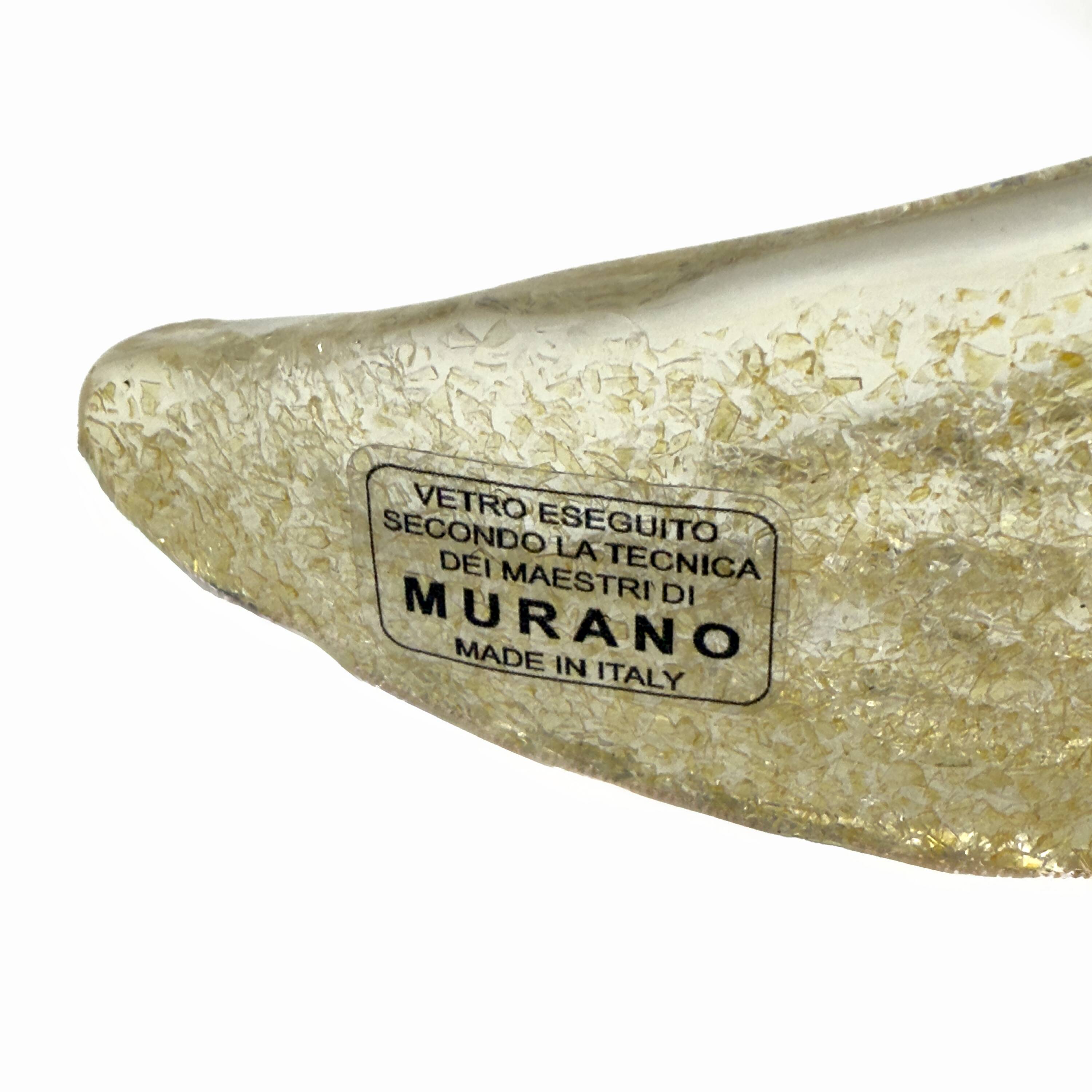 Mid-century Modern Style Italian Murano Glass and Brass Palmette Chandelier