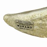 Mid-century Modern Style Italian Murano Glass and Brass Palmette Chandelier