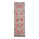 tapis de Couloir vintage turc Oushak fait main en laine et coton rouge 85x277