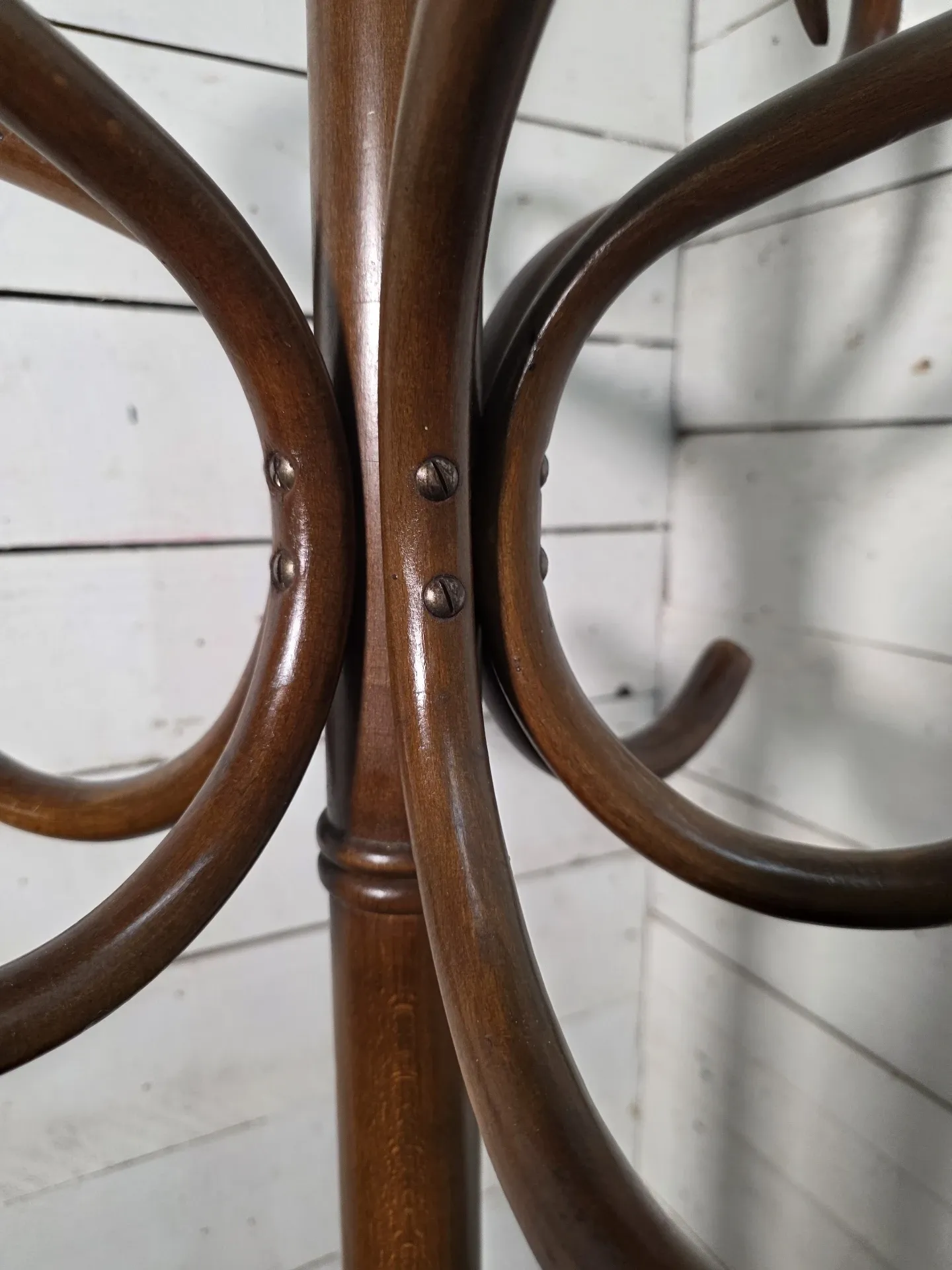 Curved antique wooden parrot