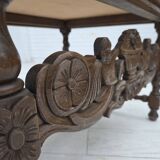 1930s, Danish highback armchair, furniture mesh, velour, carved oak wood.