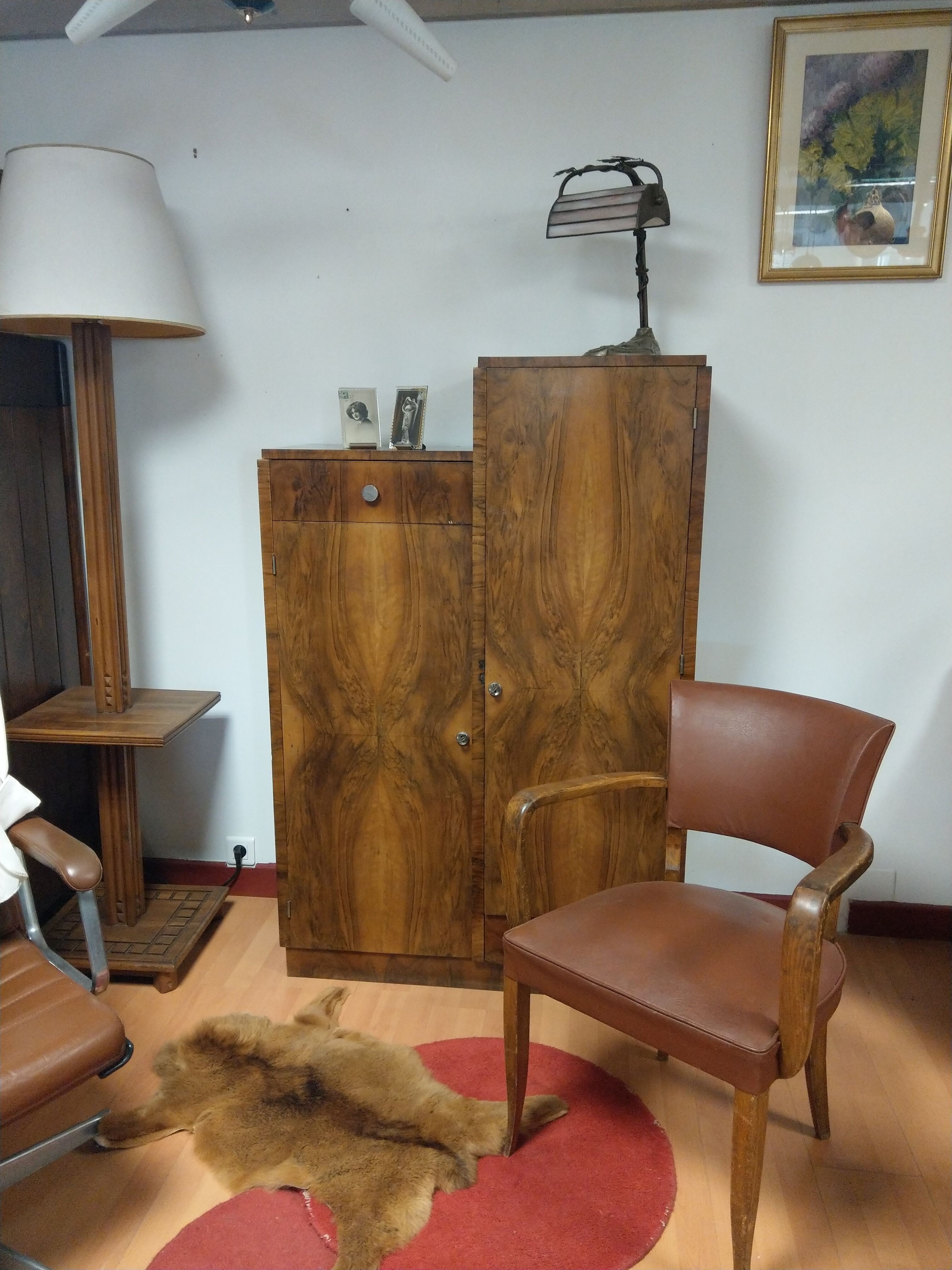 Asymmetrical cabinet Art Deco walnut